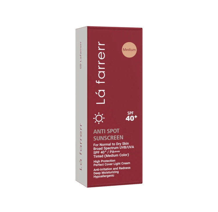 کرم ضدآفتاب و ضدلک رنگی لافارر مدل SPF40-Medium، مناسب پوستهای خشک و معمولی، حجم 40 میلیلیتر