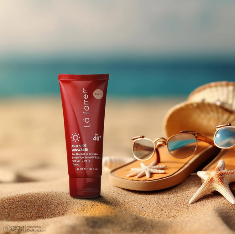 کرم ضدآفتاب و ضدلک رنگی لافارر مدل SPF40-Light، مناسب پوستهای خشک و معمولی، حجم 40 میلیلیتر