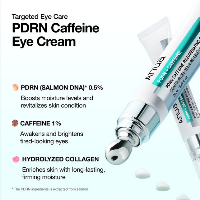 کرم دور چشم PDRN و کافئین آنوا؛ آبرسان، جوانساز و کاهش تیرگی و پف